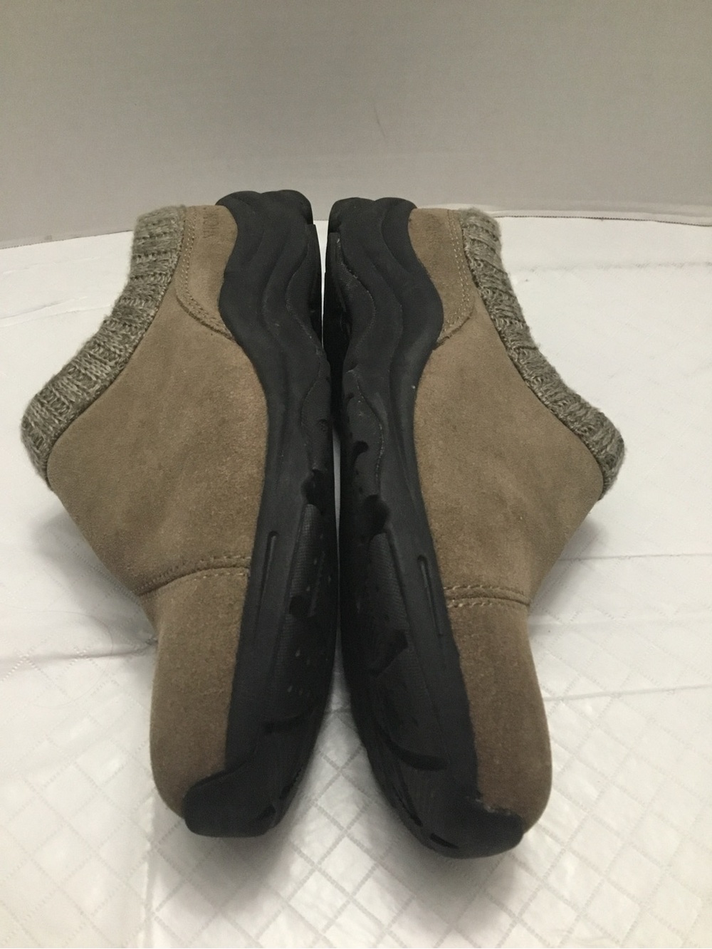 Brown Suede Slip-On Comfort Clogs Knit Trim Cushioned Sole Size 7.5 - Picture 8 of 10